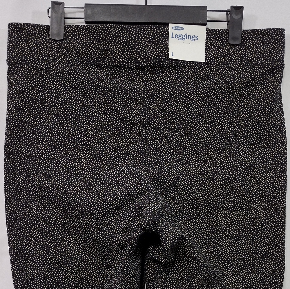 NWT Old Navy Dots Print High Rise Leggings Womens L Black Casual Comfy Sporty - Picture 6 of 9